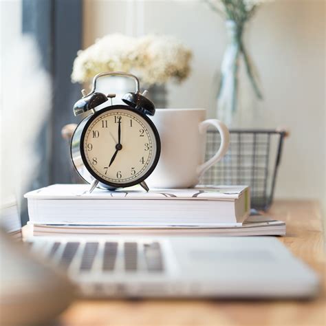 office organizing with clock